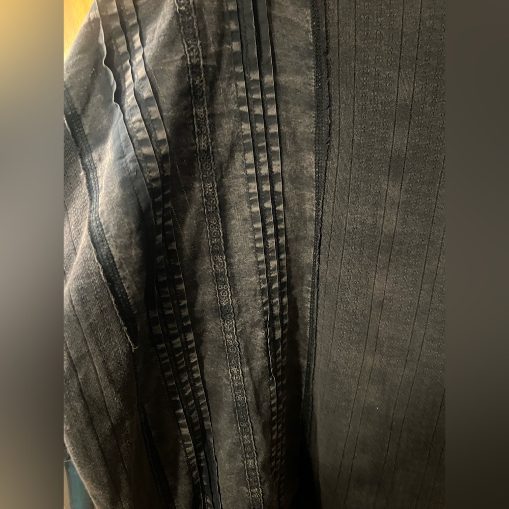 We The Free Dark Gray Blouse with Puff Sleeves - Picture 6 of 7